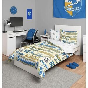 FOCO NFL Los Angeles Chargers Twin Bed in a Bag 5pc Bedding Set New